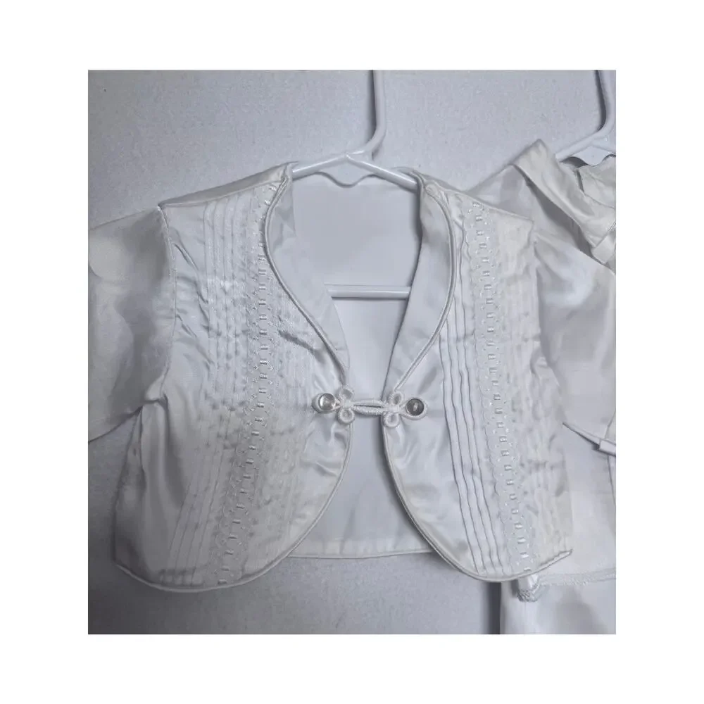 50s Phyllis Baby Wear White Satin Christening Baptism Suit Set Boys 6 Pc 3-6 M